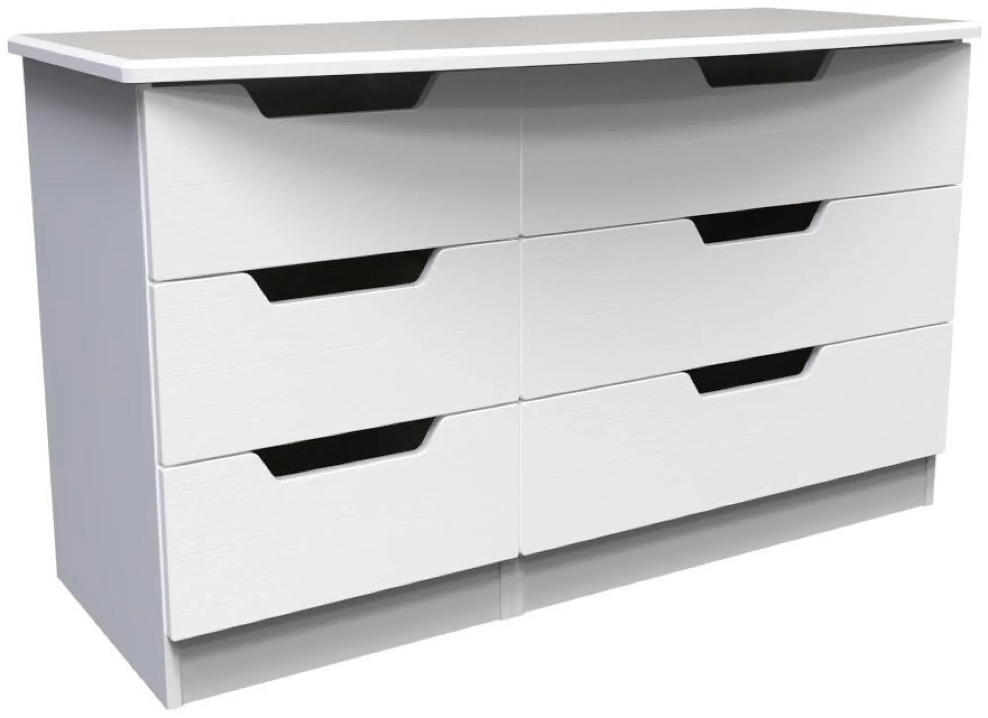 Bella 6 Drawer Midi Dresser - White