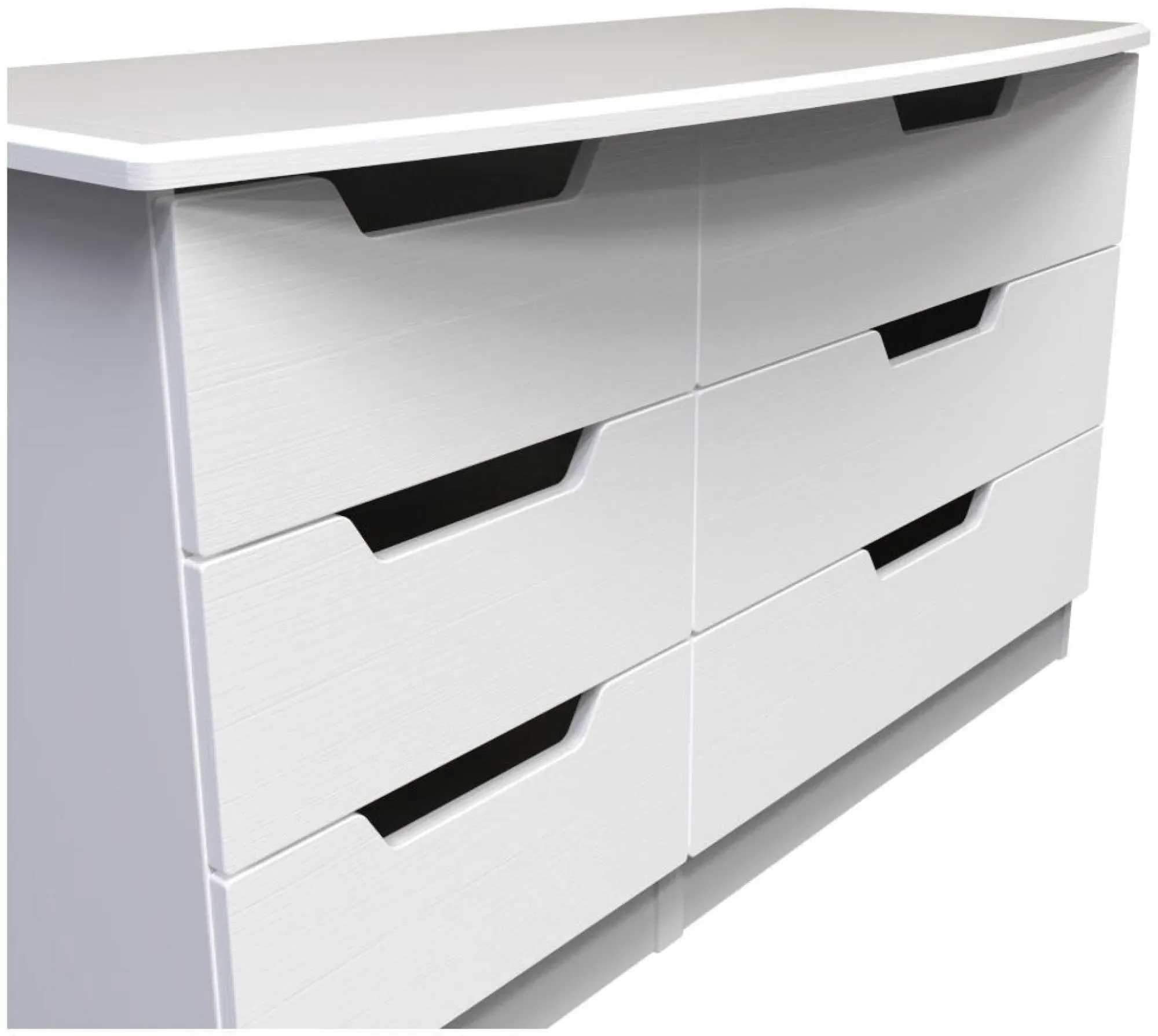 Bella 6 Drawer Midi Dresser - White
