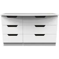 Bella 6 Drawer Midi Dresser - White