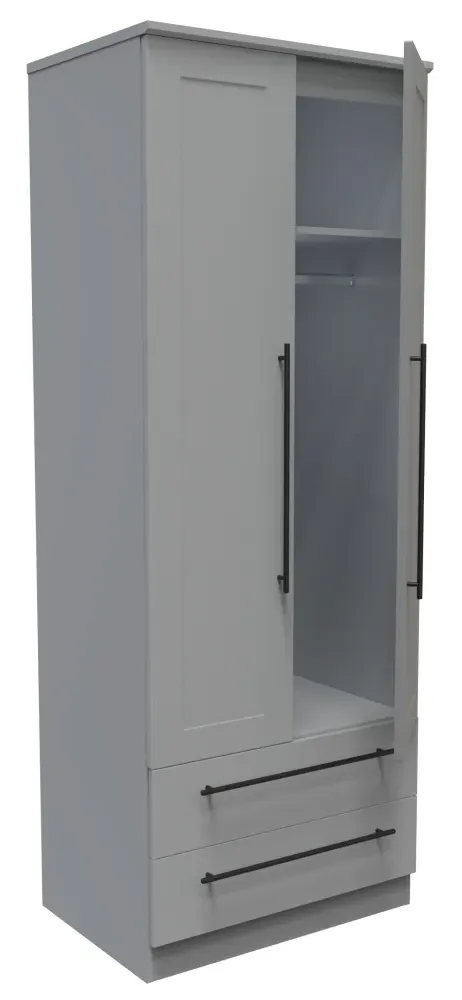 Beverley 2 Door 2 Drawer Tall Wardrobe - Grey