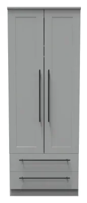 Beverley 2 Door 2 Drawer Tall Wardrobe - Grey image
