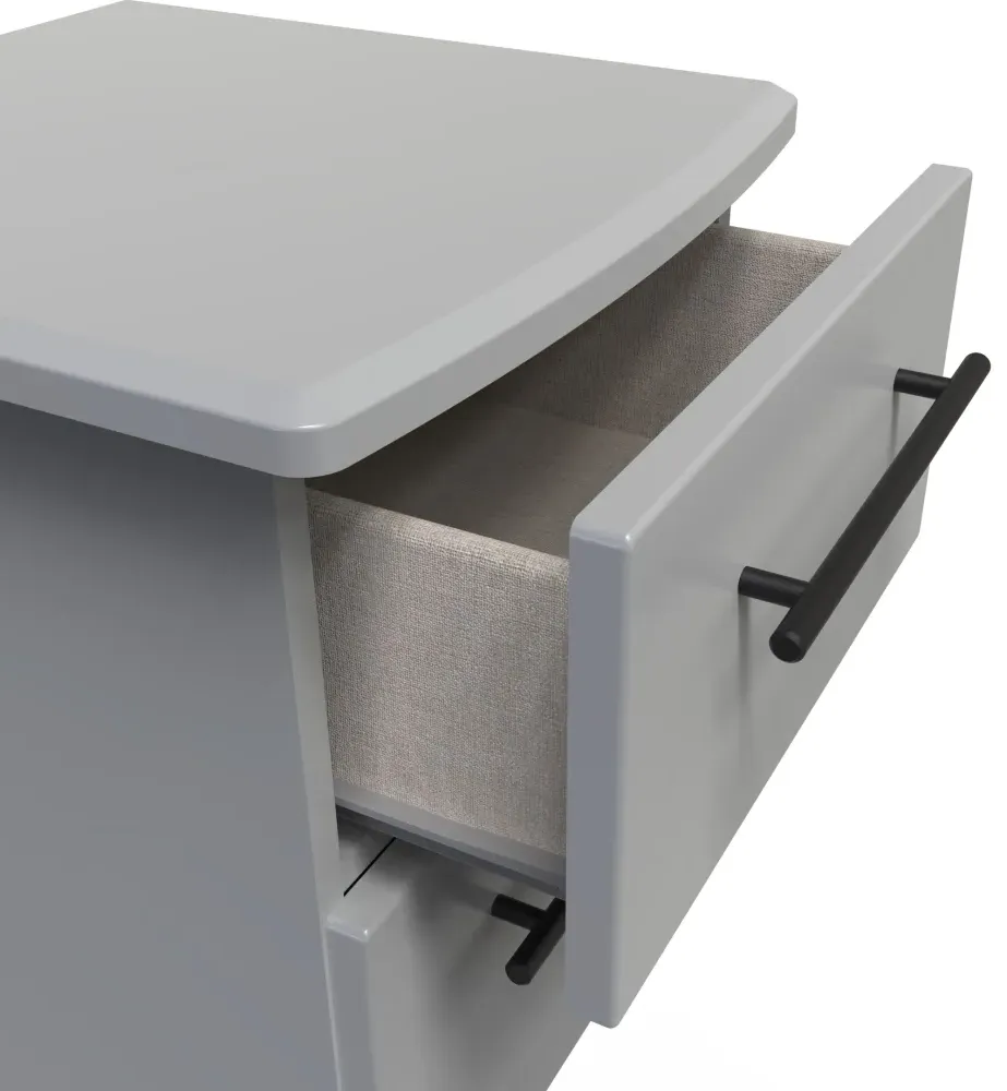 Beverley 2 Drawer Bedside Cabinet - Dusk Grey