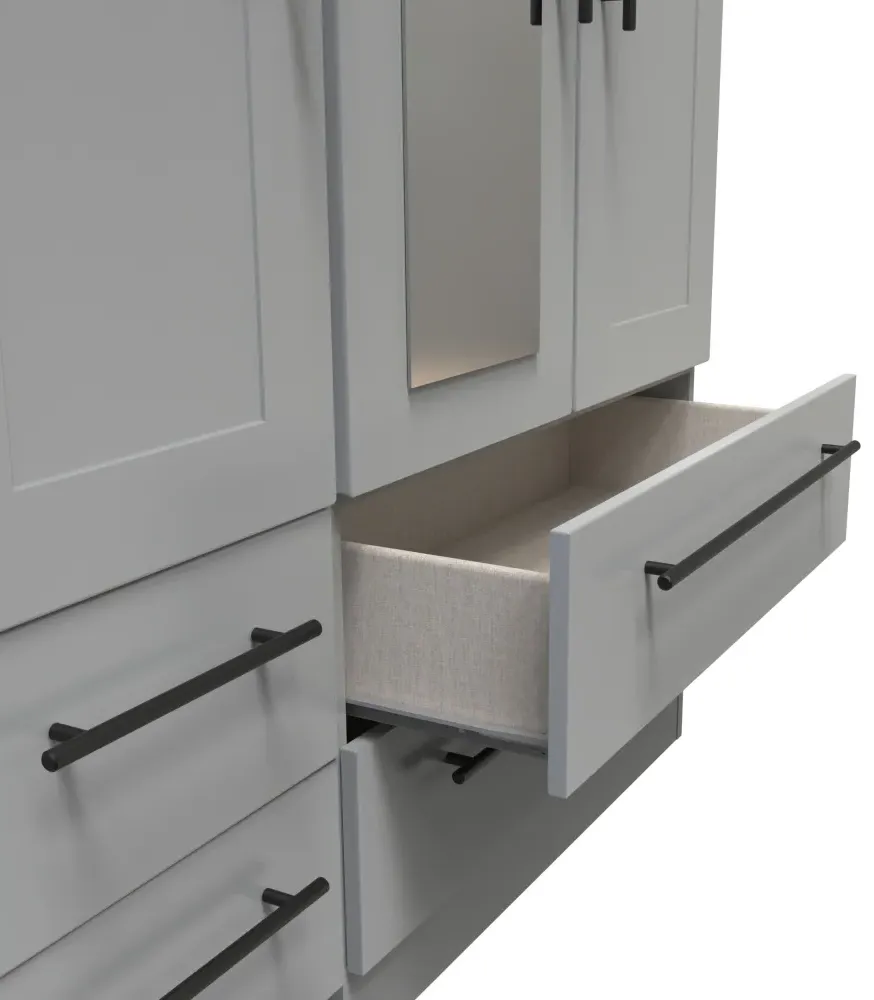 Beverley 3 Door Tall Wardrobe with Mirror - Dusk Grey