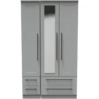 Beverley 3 Door Tall Wardrobe with Mirror - Dusk Grey