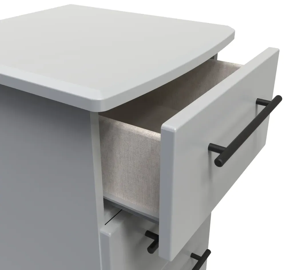 Beverley 3 Drawer Bedside Cabinet - Dusk Grey, Particle Wood