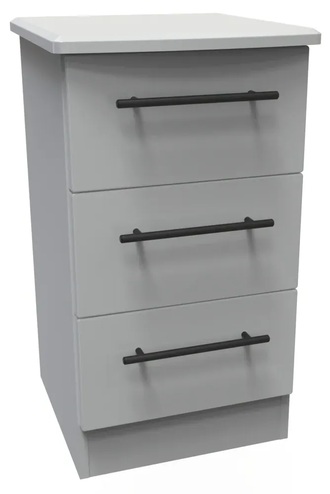 Beverley 3 Drawer Bedside Cabinet - Dusk Grey, Particle Wood