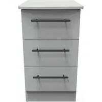 Beverley 3 Drawer Bedside Cabinet - Dusk Grey, Particle Wood