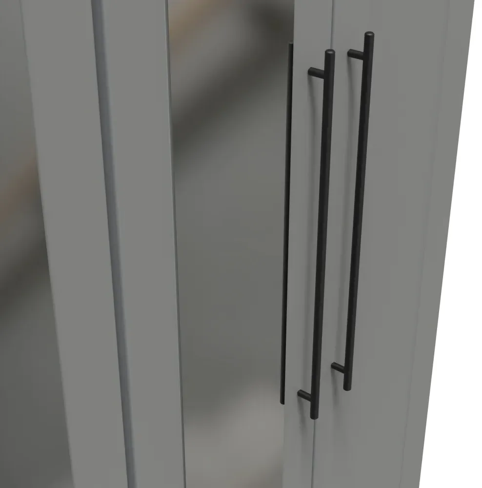 Beverley 4 Door Tall Mirror Wardrobe - Dusk Grey
