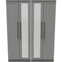 Beverley 4 Door Tall Mirror Wardrobe - Dusk Grey