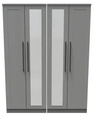 Beverley 4 Door Tall Mirror Wardrobe - Dusk Grey image