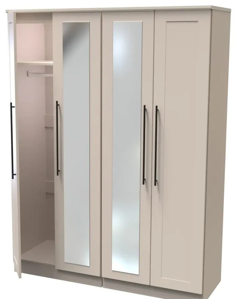 Beverley 4 Door Tall Mirror Wardrobe - Kashmir
