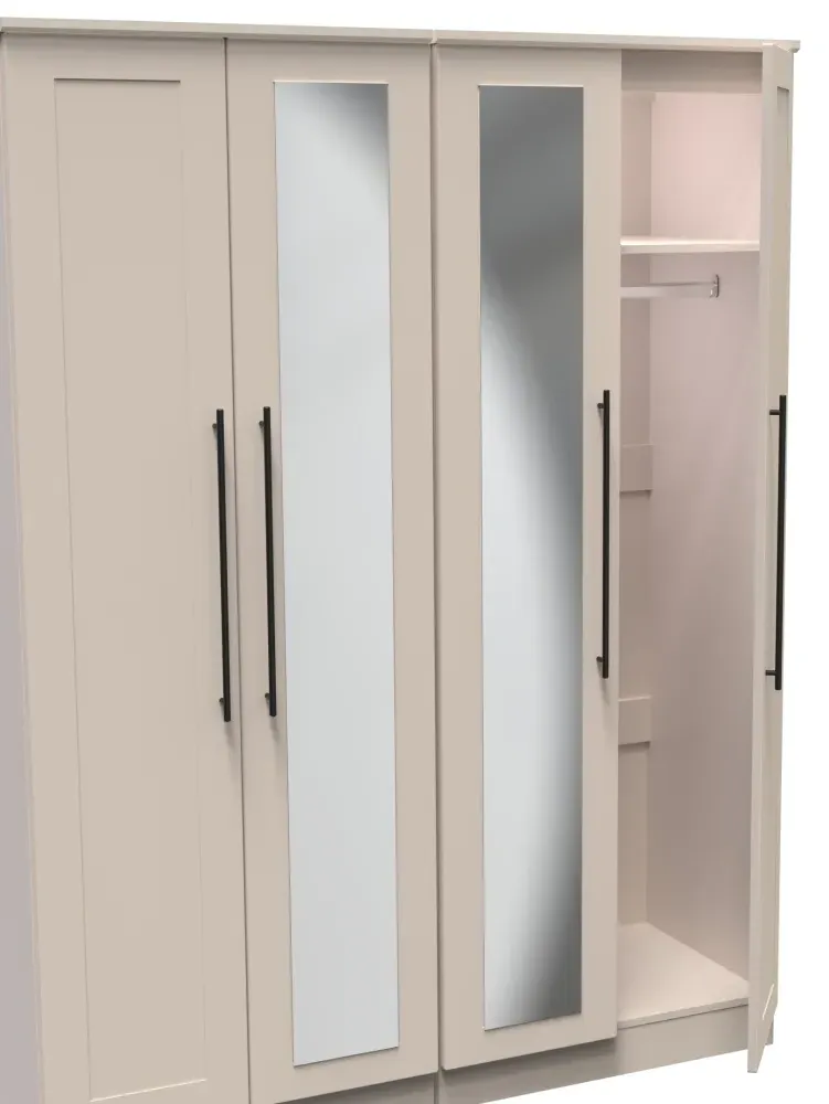 Beverley 4 Door Tall Mirror Wardrobe - Kashmir