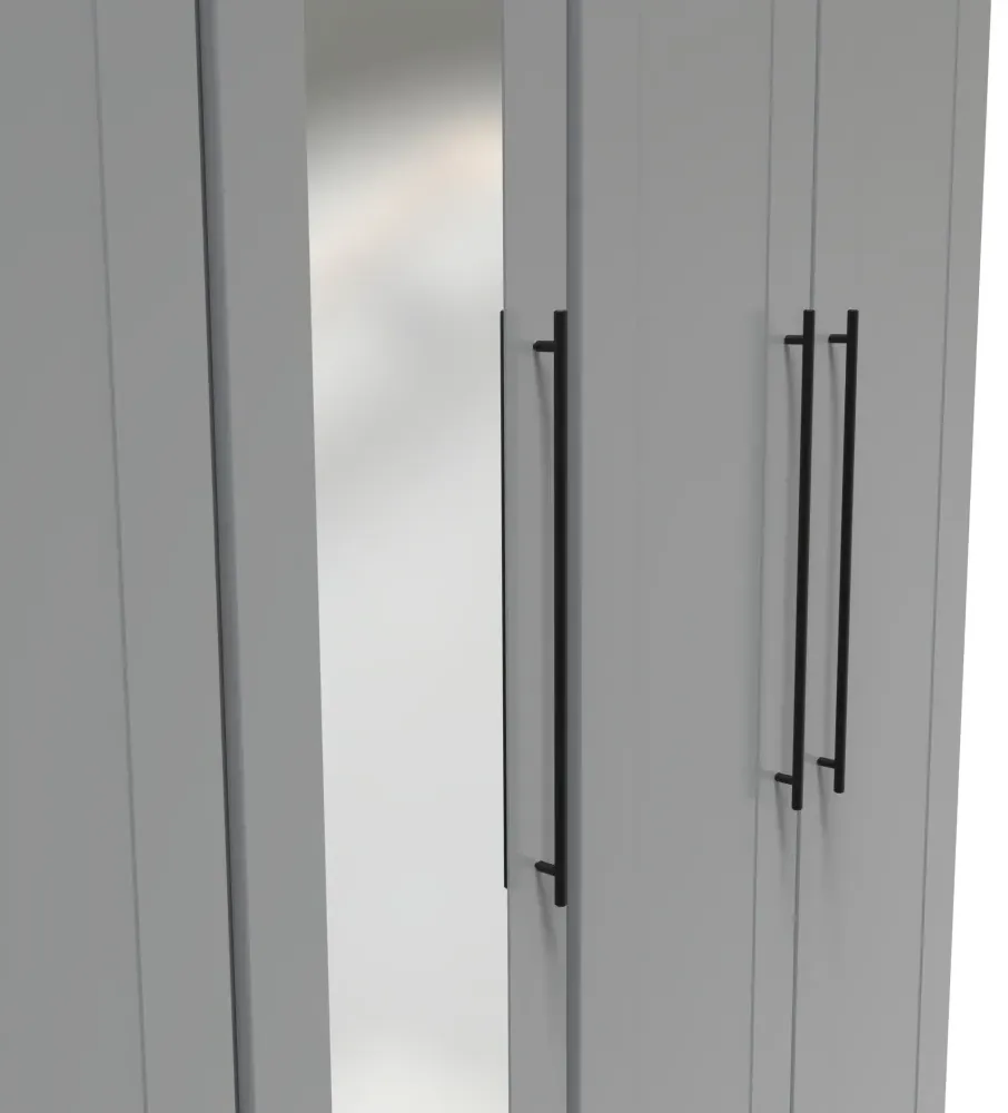 Beverley 5 Door Tall Mirror Wardrobe - Dusk Grey