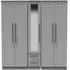 Beverley 5 Door Tall Mirror Wardrobe - Dusk Grey