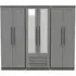 Beverley 6 Door Tall Mirror Combi Wardrobe - Dusk Grey