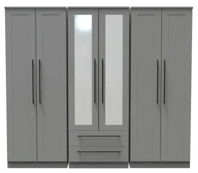 Beverley 6 Door Tall Mirror Combi Wardrobe - Dusk Grey image