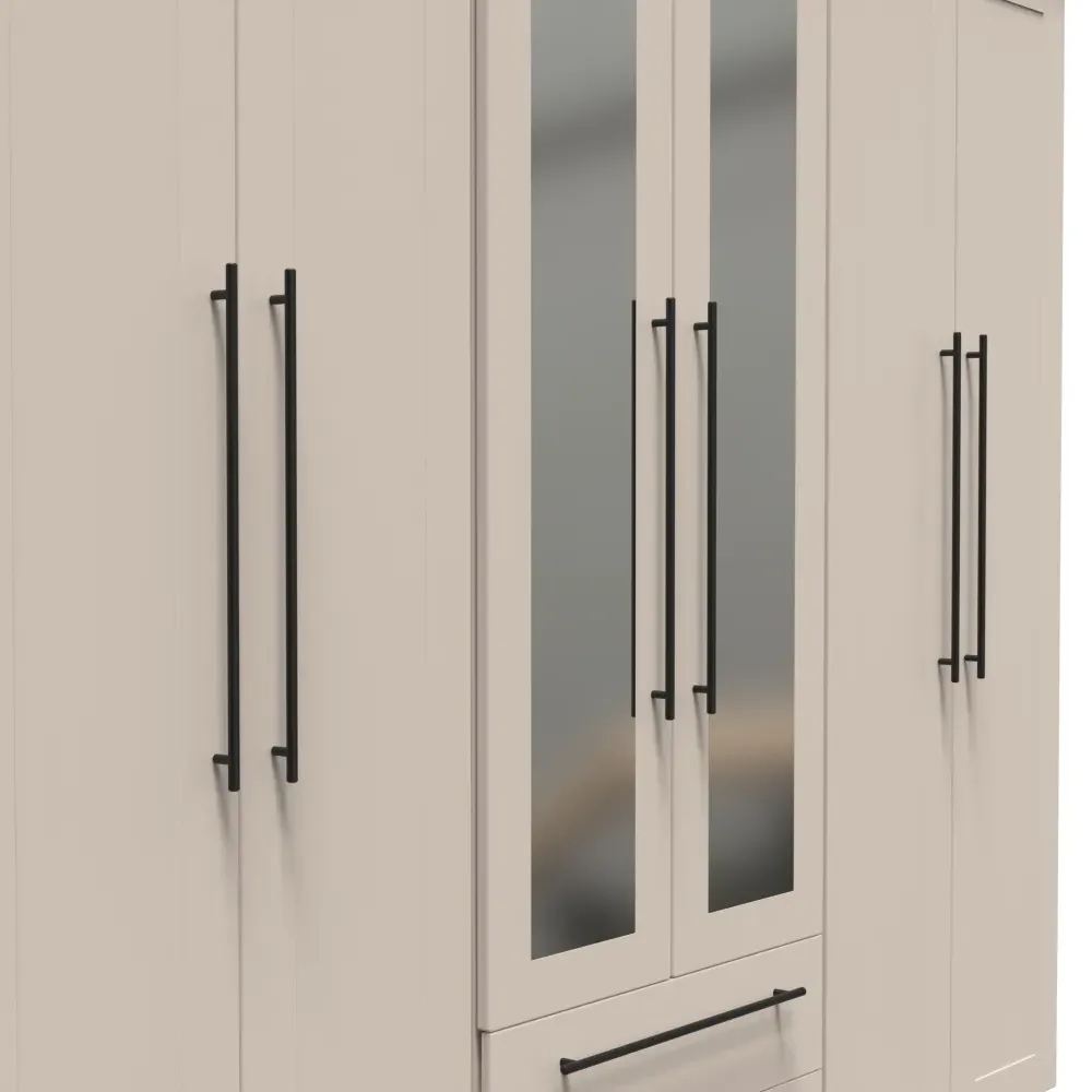 Beverley 6 Door Tall Mirror Combi Wardrobe - Kashmir