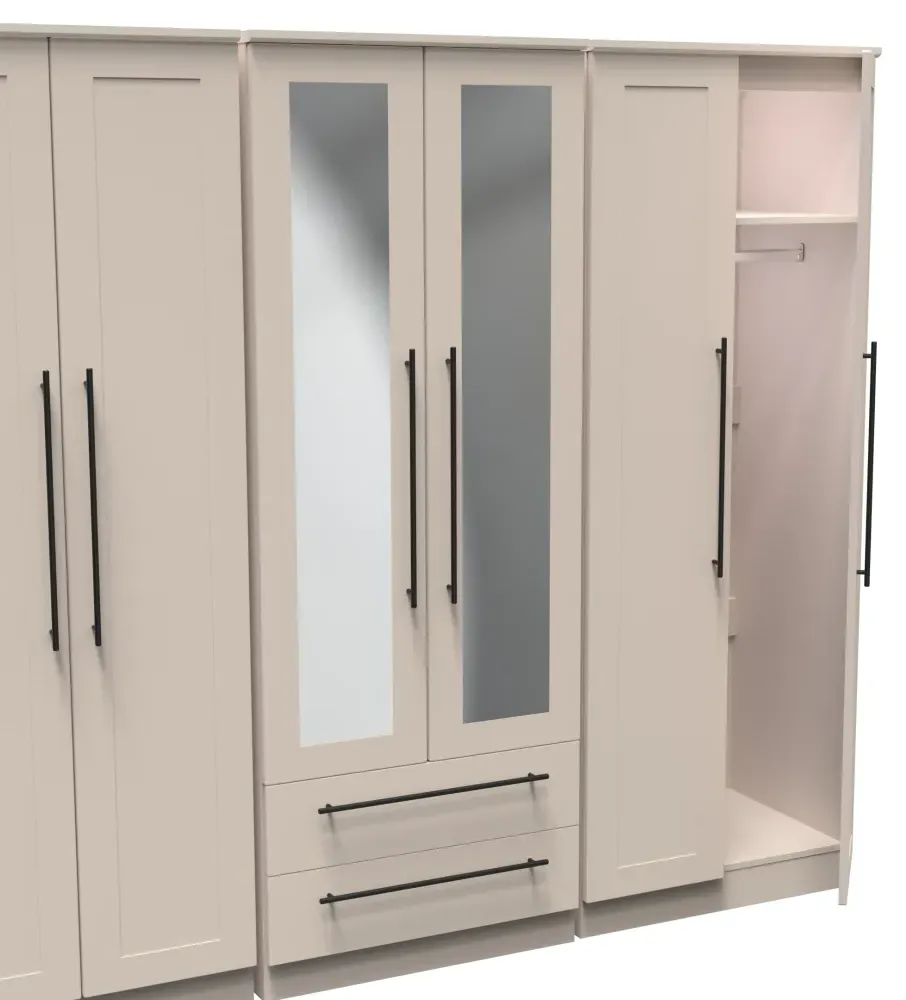 Beverley 6 Door Tall Mirror Combi Wardrobe - Kashmir
