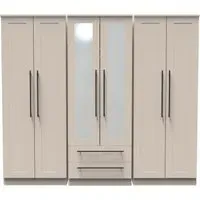 Beverley 6 Door Tall Mirror Combi Wardrobe - Kashmir