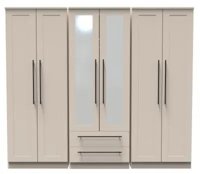 Beverley 6 Door Tall Mirror Combi Wardrobe - Kashmir