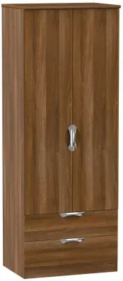 Camden 2 Door 2 Drawer Tall Wardrobe - Walnut
