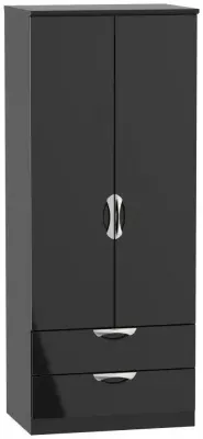 Camden 2 Door 2 Drawer Wardrobe - Black image