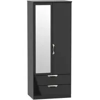 Camden 2 Door Combi Wardrobe with Mirror - Black Gloss