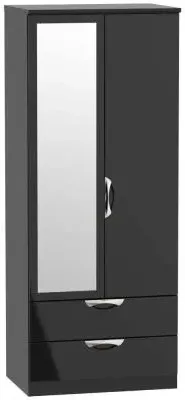 Camden 2 Door Combi Wardrobe with Mirror - Black Gloss image