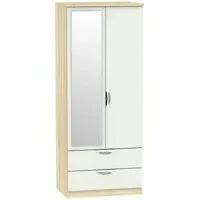 Camden 2 Door Combi Wardrobe with Mirror - Cashmere, Oak
