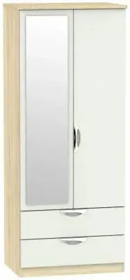 Camden 2 Door Combi Wardrobe with Mirror - Cashmere, Oak