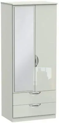 Camden 2 Door Combi Wardrobe with Mirror - Cashmere image