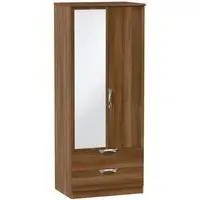 Camden 2 Door Combi Wardrobe with Mirror - Walnut