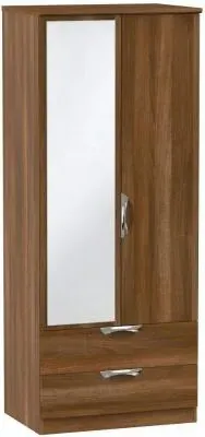 Camden 2 Door Combi Wardrobe with Mirror - Walnut