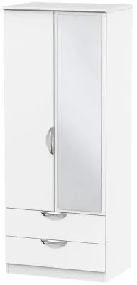 Camden 2 Door Combi Wardrobe with Mirror - White Matt