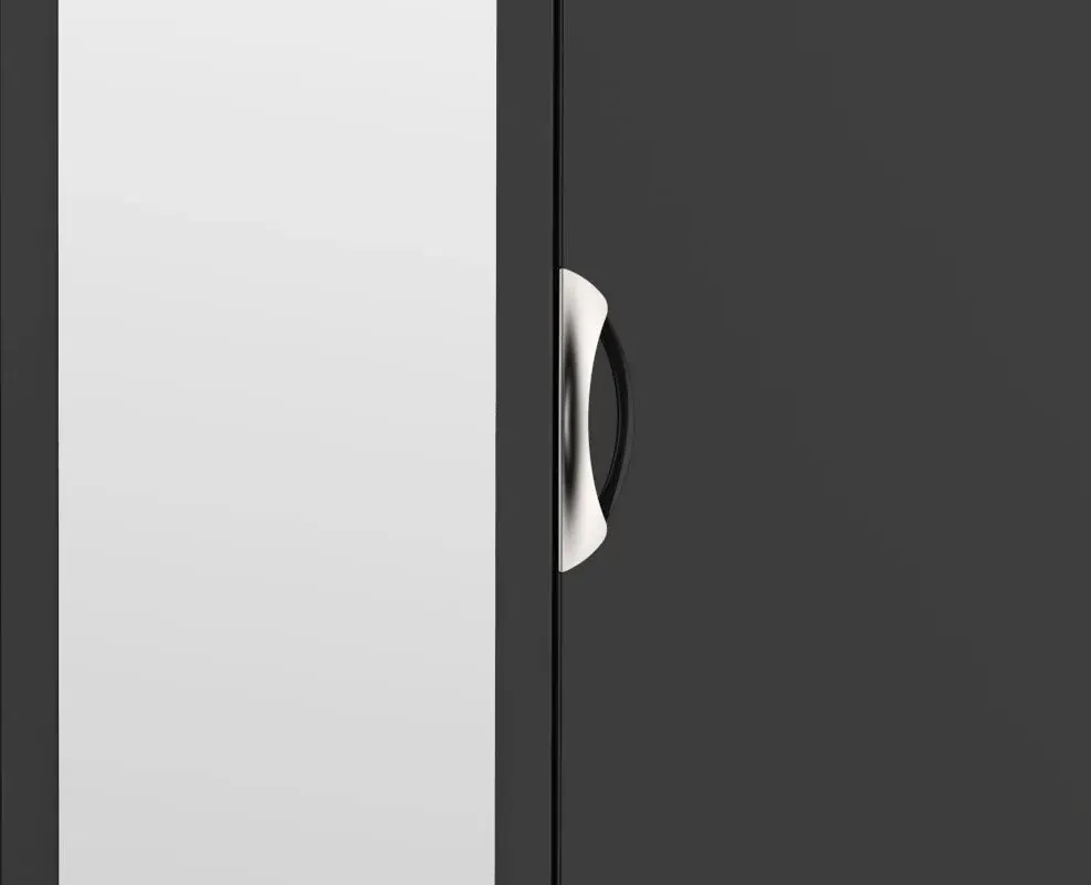 Camden 2 Door Tall Combi Wardrobe with Mirror - Black Gloss