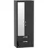Camden 2 Door Tall Combi Wardrobe with Mirror - Black Gloss