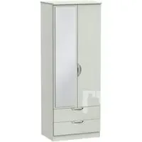 Camden 2 Door Tall Combi Wardrobe with Mirror - Cashmere