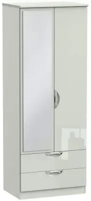 Camden 2 Door Tall Combi Wardrobe with Mirror - Cashmere image