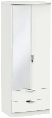 Camden 2 Door Tall Combi Wardrobe with Mirror - Light Grey