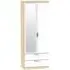 Camden 2 Door Tall Combi Wardrobe with Mirror - White, Oak