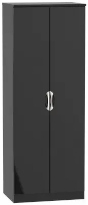 Camden 2 Door Tall Wardrobe - Black Gloss image