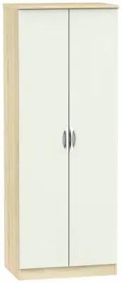 Camden 2-Door Tall Wardrobe - Cashmere, Oak Effect