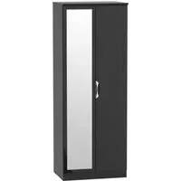 Camden 2 Door Tall Wardrobe with Mirror - Black Gloss