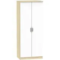 Camden 2 Door Wardrobe - White Gloss, Oak