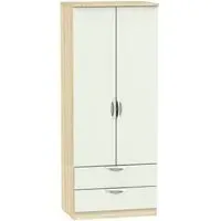 Camden 2 Door Wardrobe with Drawers - Cashmere, Oak Effect