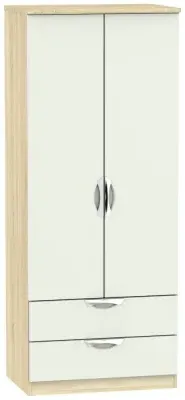 Camden 2 Door Wardrobe with Drawers - Cashmere, Oak Effect