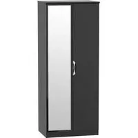 Camden 2 Door Wardrobe with Mirror - Black Gloss
