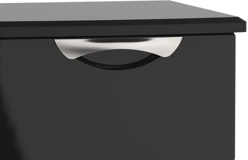 Camden 2 Drawer Bedside Cabinet - Black, High Gloss