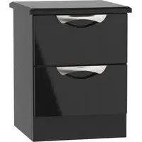 Camden 2 Drawer Bedside Cabinet - Black, High Gloss