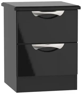 Camden 2 Drawer Bedside Cabinet - Black, High Gloss image